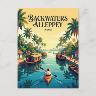 Carte Postale Eaux intérieures Alleppey Inde