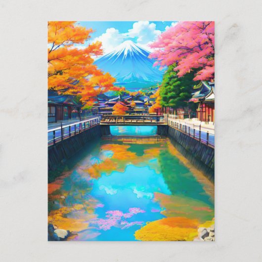 Carte Postale Eaux tranquilles : la réflexion du Mont Fuji (Devant)