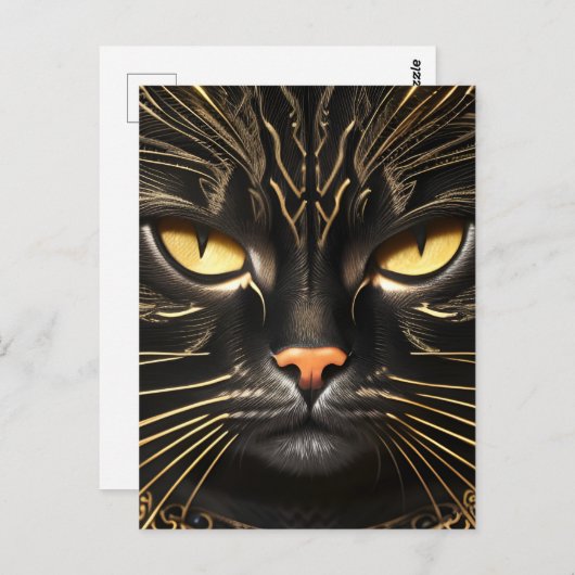 Carte postale Ébène et Chat d'or (Devant / Derrière)