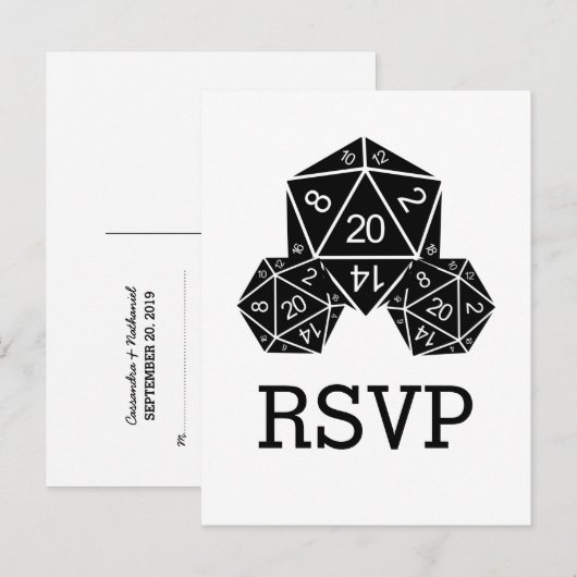 Carte Postale Ebony D20 Dice Response (Devant / Derrière)