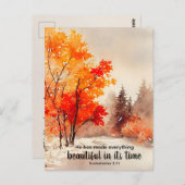 Carte Postale Ecclésiaste 3:11 Verse Bible Automne Aquarelle (Devant / Derrière)