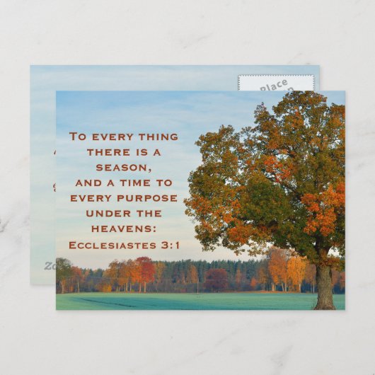 Carte Postale Ecclesiastes 3:1 À tout il y a une saison (Devant / Derrière)