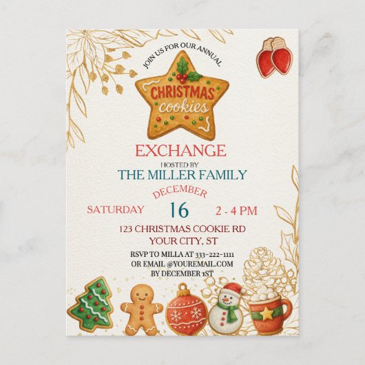 Carte Postale Échange de biscuits de fête de fin d'année  (Devant)