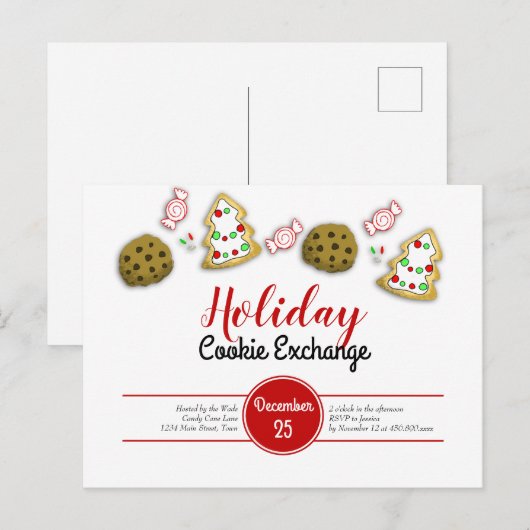 Carte Postale Échange de biscuits de Noël (Devant / Derrière)