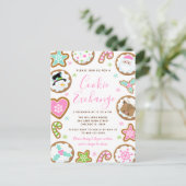 Carte Postale Échange de biscuits de Noël rose et vert (Debout devant)
