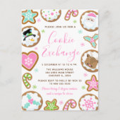 Carte Postale Échange de biscuits de Noël rose et vert (Devant)