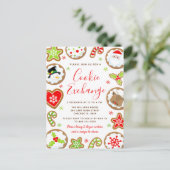 Carte Postale Échange de biscuits de Noël rouge et vert (Debout devant)