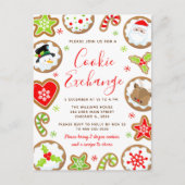 Carte Postale Échange de biscuits de Noël rouge et vert (Devant)