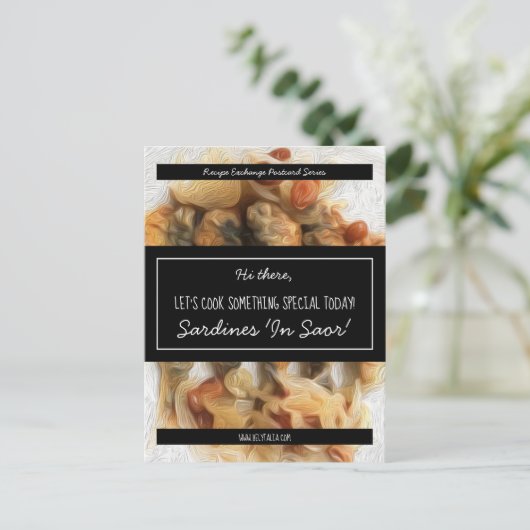 Carte Postale Échange de recette noire de script blanc personnal (Debout devant)