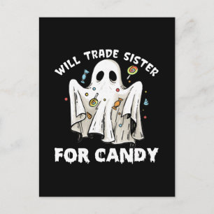 Carte Postale échangera sœur contre bonbons fantôme d'Halloween 
