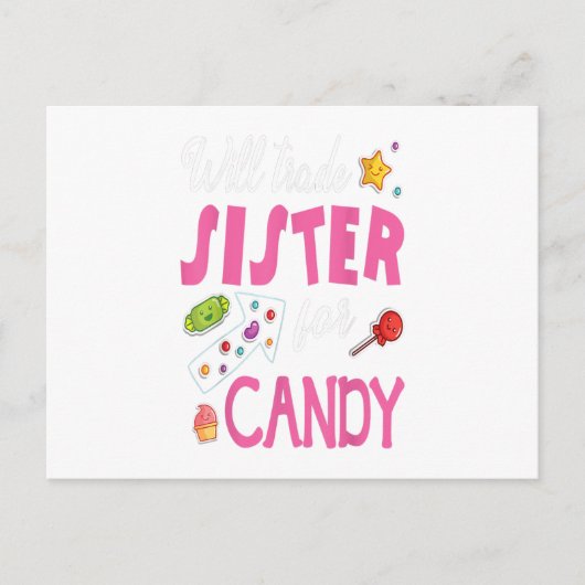 Carte Postale Échangerai ma sœur contre des bonbons Cadeau de Pâ (Devant)