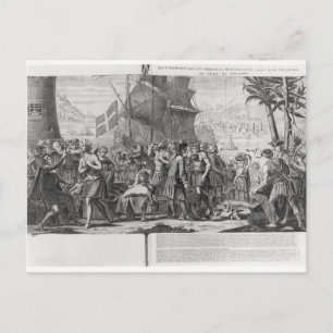 Carte Postale Échanges entre Indiens mexicains et Français