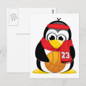 Carte Postale Écharpe de pingouin de basket (Devant / Derrière)