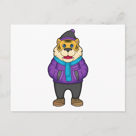 Carte Postale Écharpe Tigre Bonnet (Devant)
