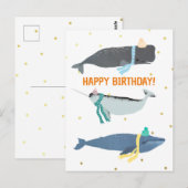 Carte Postale Écharpes de baleine mignonnes pour enfants en hive (Devant / Derrière)
