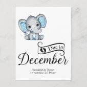 Carte Postale Échéance en décembre Petit cacahuète bébé éléphant (Devant)