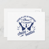 Carte Postale Échecs - Échecs est la vie en miniature (Devant / Derrière)