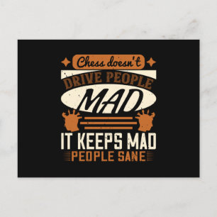 Carte Postale Échecs - Les échecs gardent les fous sains d'espri