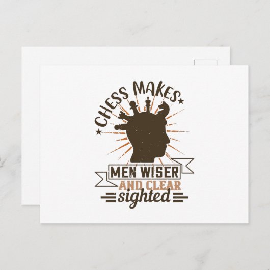 Carte Postale Échecs - Les échecs rendent les hommes plus sages (Devant / Derrière)
