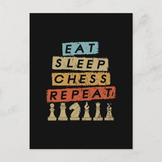 Carte Postale Échecs - Mangez le sommeil Échecs Répéter (Devant)