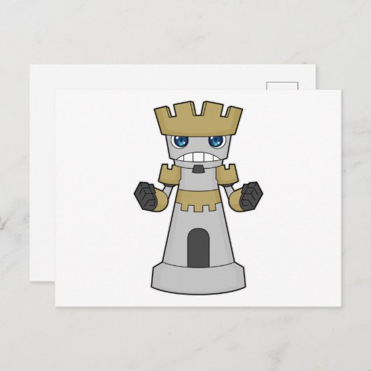 Carte Postale Échecs Pièce Rook Échecs (Devant / Derrière)