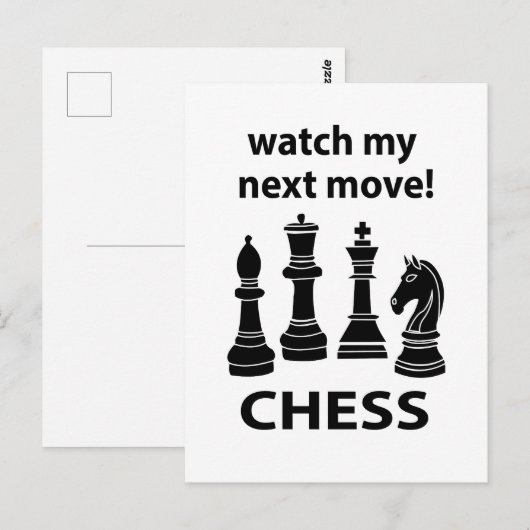 Carte Postale Échecs Regarde Mon Prochain Coup Échecs (Devant / Derrière)