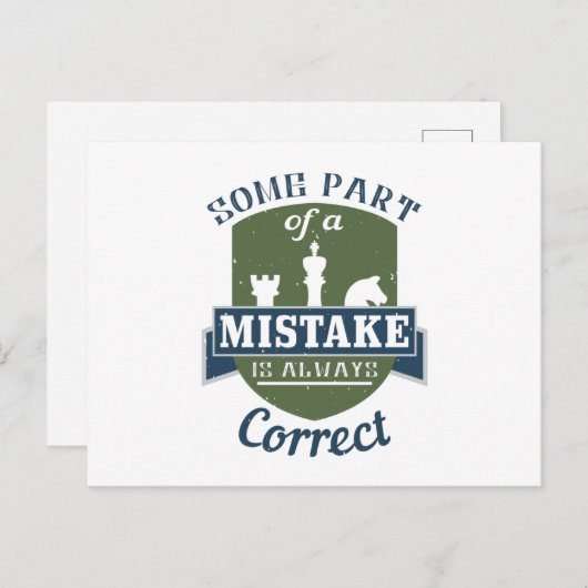 Carte Postale Échecs - Une partie de l'erreur est correcte (Devant / Derrière)