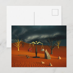 Carte Postale Échelles de Vérité – Symbolisme Surréaliste du Dés