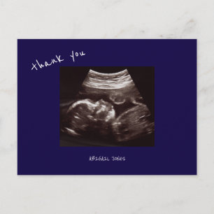 Carte Postale Échographie Baby Shower Cute Navy Merci