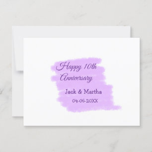 Carte Postale Éclaboussure aquarelle violette moderne 10e annive