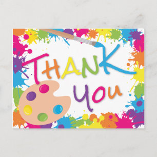 Carte Postale Éclaboussure de peinture colorée Merci