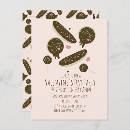 Carte Postale Eclair Donuts Cake Pops Saint Valentin (Devant / Derrière)