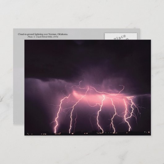 Carte Postale Éclair nuageux au sol, Oklahoma (Devant / Derrière)