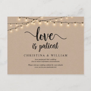 Carte Postale Éclairage à cordes, l'amour est patient, Mariage r