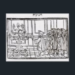 Carte Postale Éclairage de la Menorah<br><div class="desc">Éclairage de l'école juive la Menorah (coupe de bois) situé dans une Collection privée.</div>