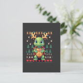 Carte Postale Éclairage de style pull de Noël moche Tortue de No (Debout devant)