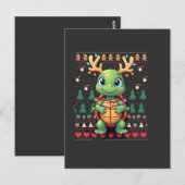 Carte Postale Éclairage de style pull de Noël moche Tortue de No (Devant / Derrière)