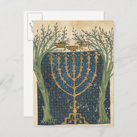 Carte Postale Éclairage d'une menorah, de (Devant / Derrière)
