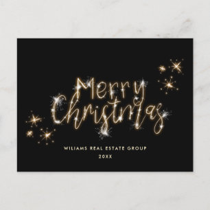 Carte Postale Éclairage minimaliste doré noir Noël