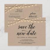 Carte Postale Éclairages à cordes, Kraft, Enregistrer la nouvell (Devant / Derrière)