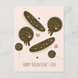 Carte Postale Eclairs Donuts Cake Pops Saint-Valentin
