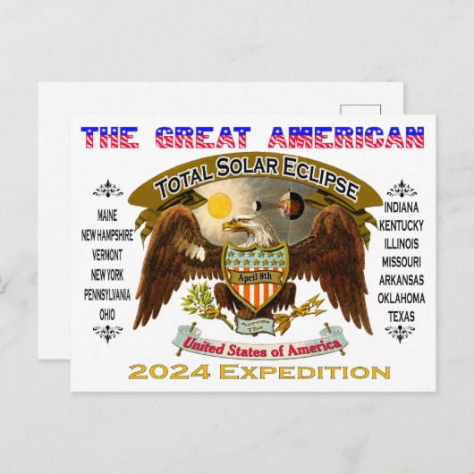 Carte postale Éclipse solaire 2024 (Devant / Derrière)