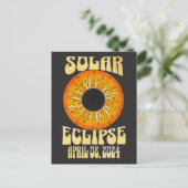 Carte Postale Éclipse solaire rétro Total 8 avril 2024 (Debout devant)