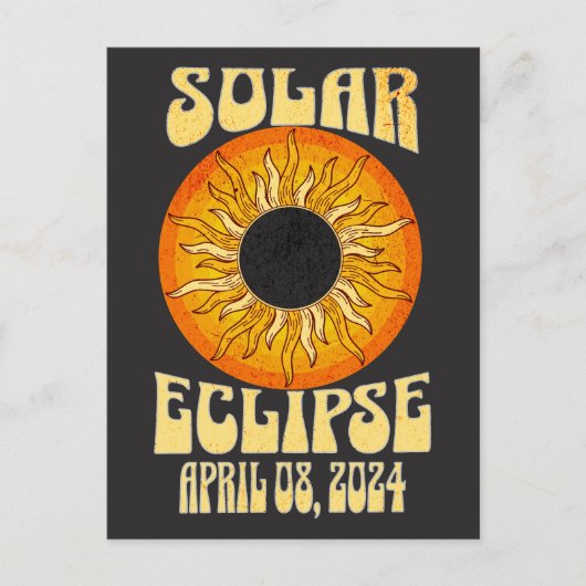 Carte Postale Éclipse solaire rétro Total 8 avril 2024 (Devant)