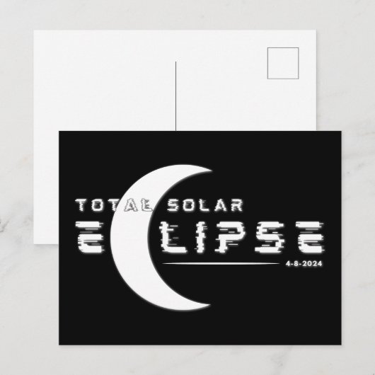 CARTE POSTALE ÉCLIPSE SOLAIRE TOTALE 2024 (Devant / Derrière)