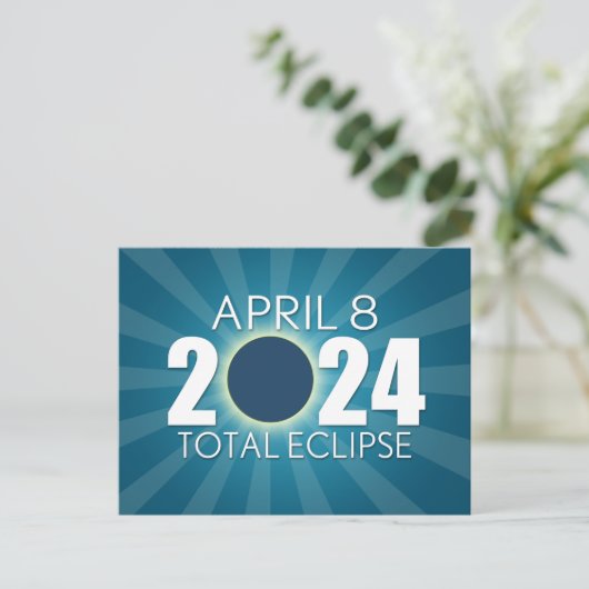 Carte Postale Éclipse solaire totale - 8 avril 2024 - Design ble (Debout devant)