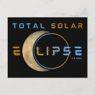CARTE POSTALE ÉCLIPSE SOLAIRE TOTALE 8 AVRIL 2024 SYSTÈME SOLAIR