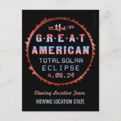 Carte Postale Éclipse solaire totale des États-Unis 8 avril 2024 (Devant)