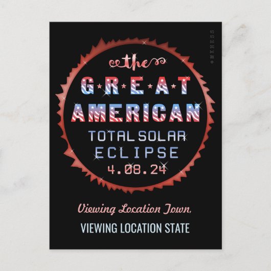 Carte Postale Éclipse solaire totale des États-Unis 8 avril 2024 (Devant)