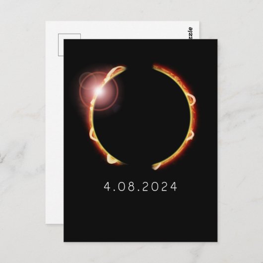 Carte Postale Éclipse Solaire Totale Dim 8 Avril 2024 (Devant / Derrière)
